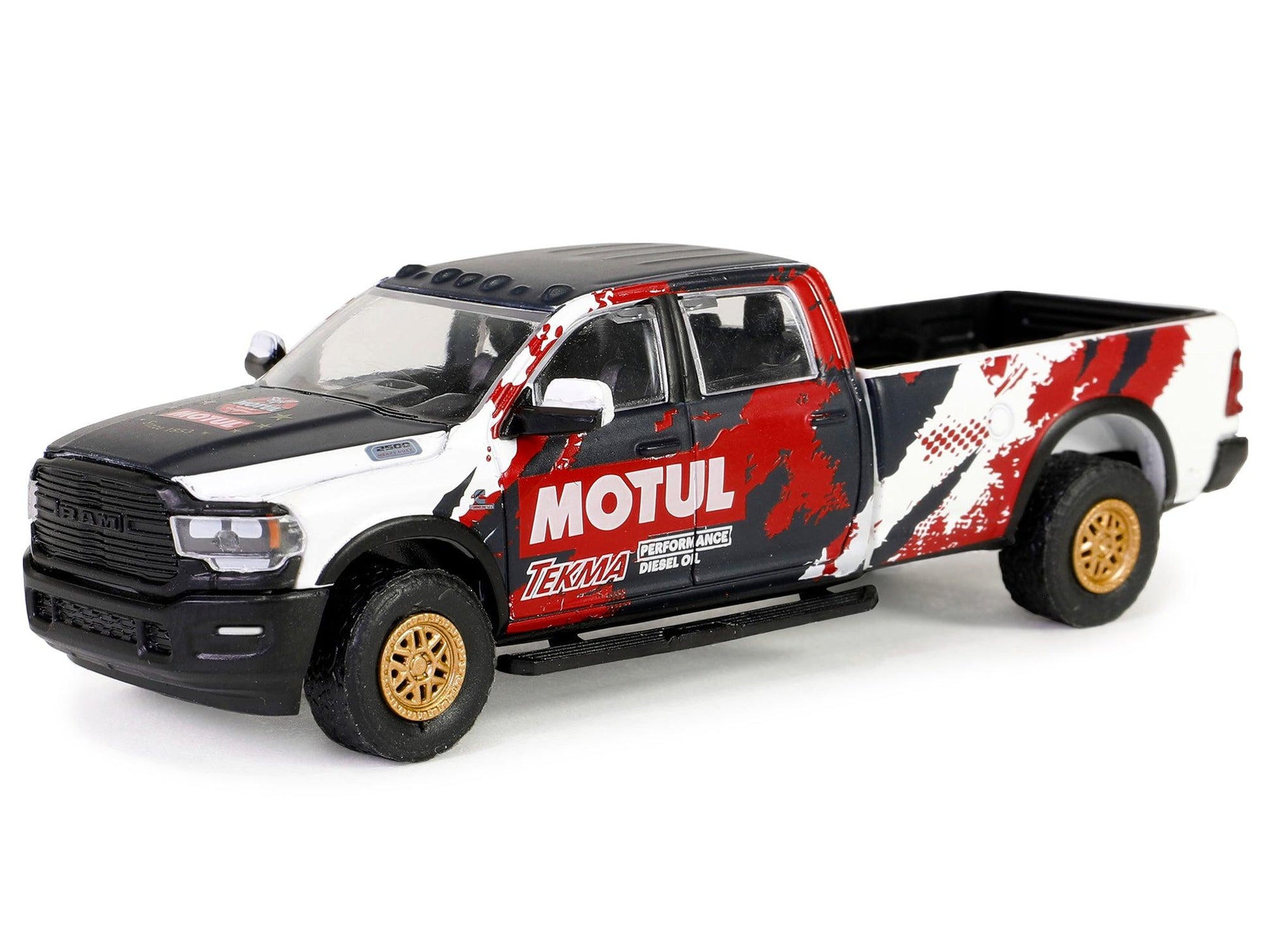 2022 Ram 2500 Pickup Truck "MOTUL Tekma Performance Diesel Oil" White and Black with Graphics "Hobby Exclusive" Series 1/64 Diecast Model Car by Greenlight-DiecastModeler.com