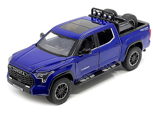 2023 Toyota Tundra TRD 4x4 Pickup Truck Blue Metallic with Sunroof and Wheel Rack 1/24 Diecast Model Car-DiecastModeler.com