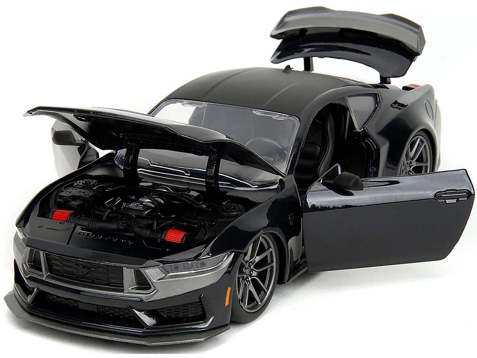 2024 Ford Mustang Dark House Black Metallic with Matt Black Hood and Top "Bigtime Muscle" Series 1/24 Diecast Model Car by Jada-DiecastModeler.com