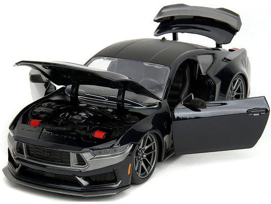 2024 Ford Mustang Dark House Black Metallic with Matt Black Hood and Top "Bigtime Muscle" Series 1/24 Diecast Model Car by Jada-DiecastModeler.com