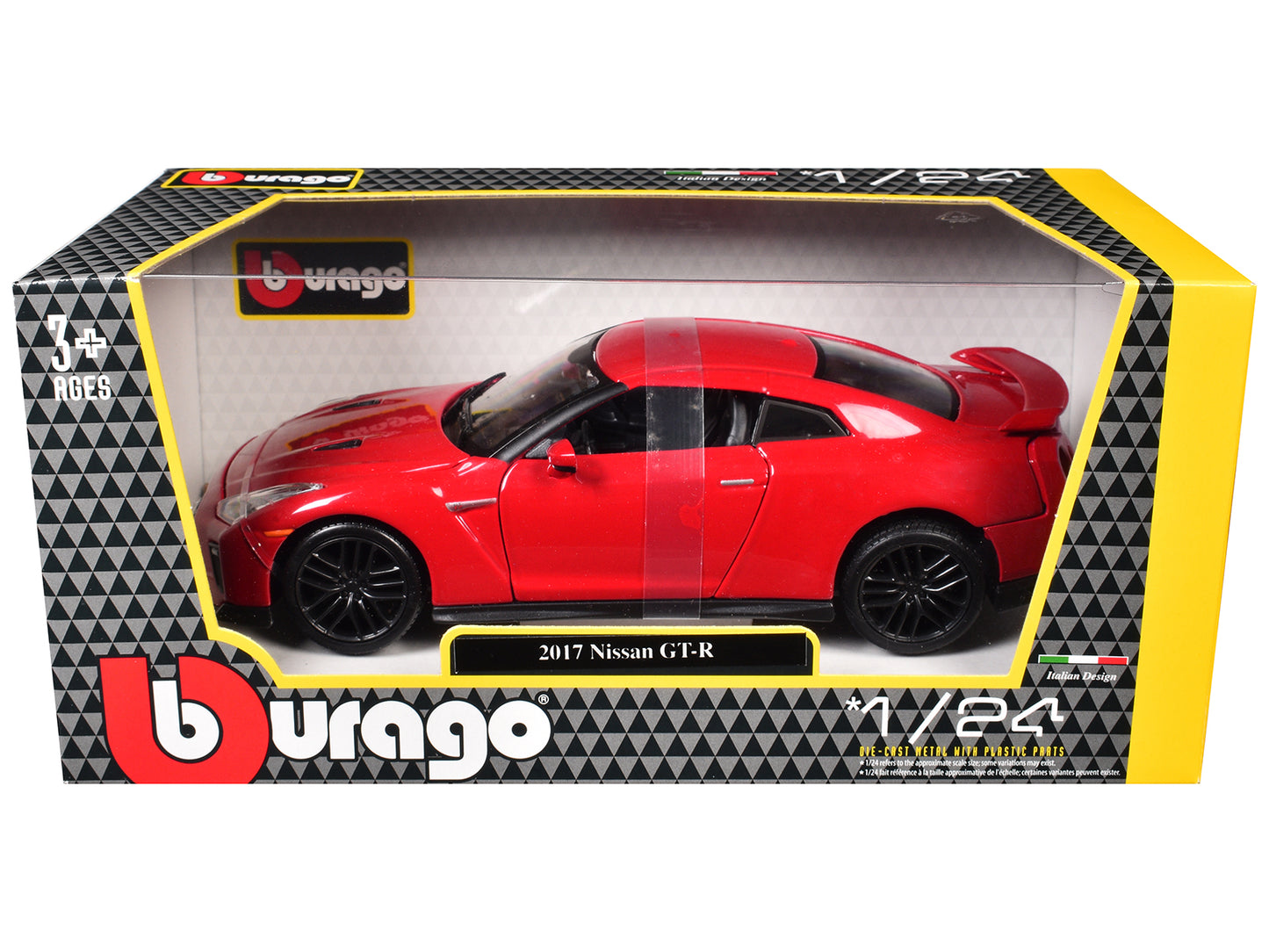 2017 Nissan GT-R R35 Red 1/24 Diecast Car Model by BBurago-DiecastModeler.com