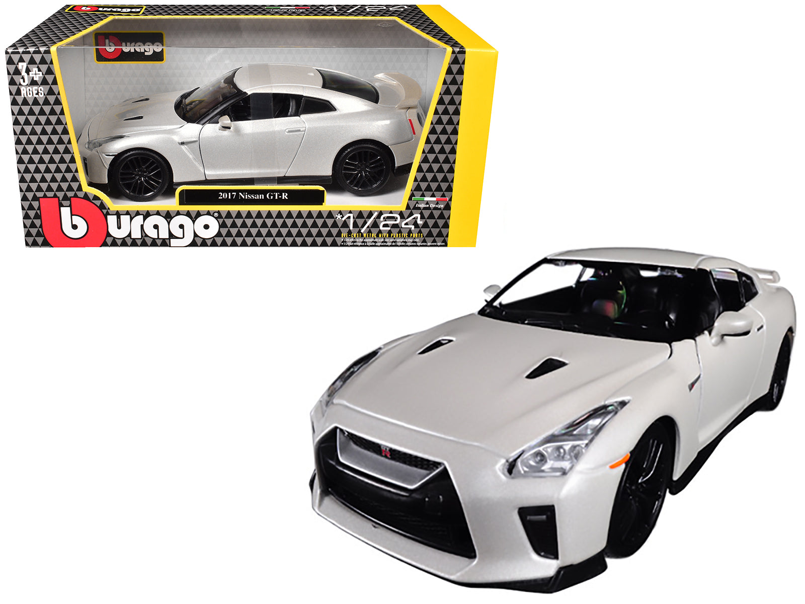2017 Nissan GT-R R35 White 1/24 Diecast Model Car by Bburago-DiecastModeler.com