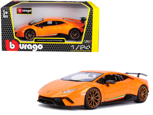 Lamborghini Huracan Performante Orange Metallic 1/24 Diecast Model Car by Bburago-DiecastModeler.com