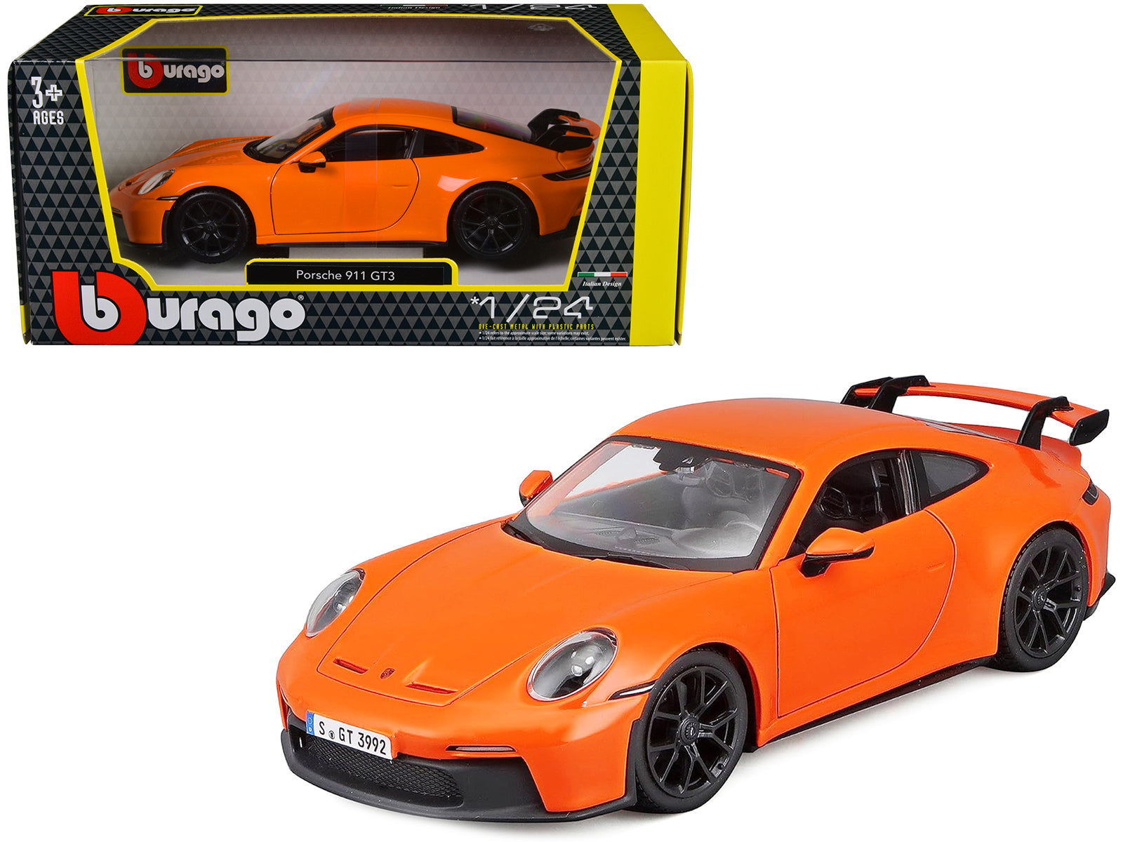 Porsche 911 GT3 Orange 1/24 Diecast Model Car by Bburago-DiecastModeler.com