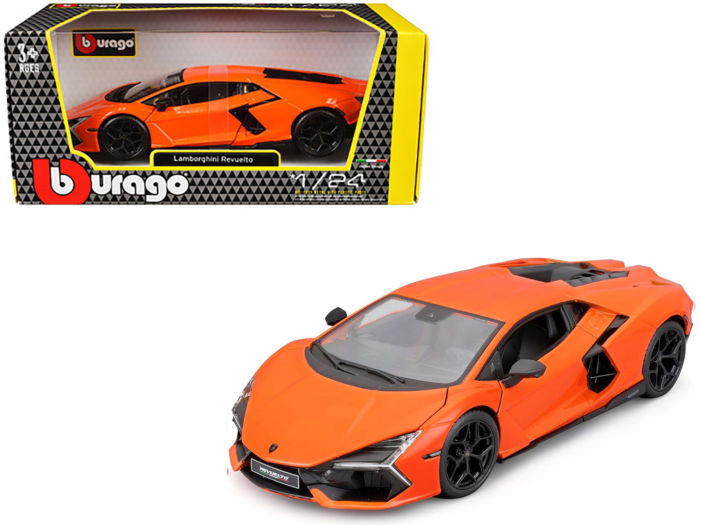 Lamborghini Revuelto Orange "Italian Design" Series 1/24 Diecast Model Car by Bburago-DiecastModeler.com