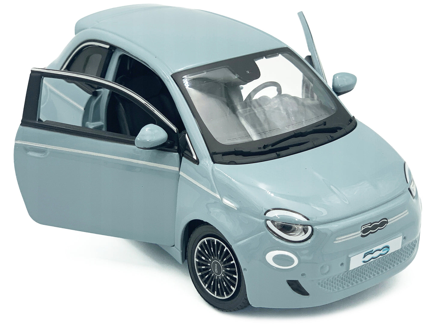2023 Fiat 500e Light Blue 1/24 Diecast Model Car by Bburago