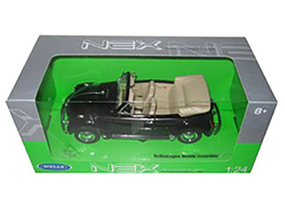 Volkswagen Beetle Convertible Black 1/24 Diecast Model Car by Welly