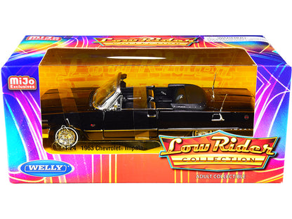 1963 Chevrolet Impala SS Convertible Black "Low Rider Collection" 1/24 Diecast Model Car by Welly-DiecastModeler.com