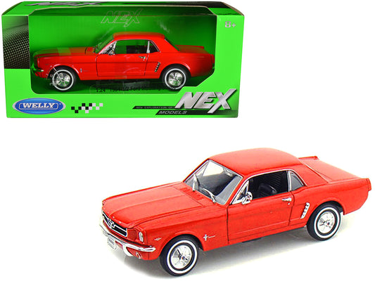 1964 1/2 Ford Mustang Coupe Hardtop Red 1/24 Diecast Model Car by Welly-DiecastModeler.com