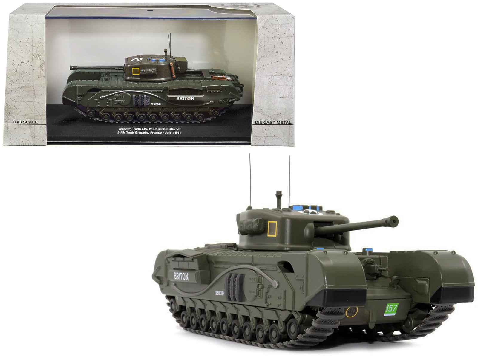 Infantry Tank Mk. IV Churchill Mk. VII "Briton" "UK 34th Tank Brigade France July 1944" 1/43 Diecast Model by AFVs of WWII-DiecastModeler.com