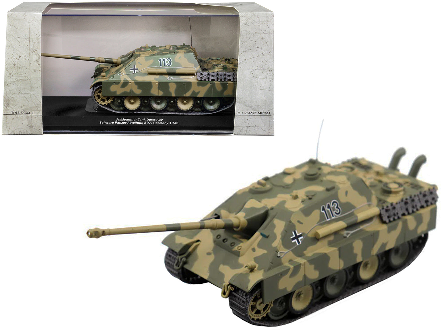 German Sd. Jagdpanther Tank Destroyer #113 "Schwere Panzer Abteilung 507 Germany 1945" 1/43 Diecast Model by AFVs of WWII-DiecastModeler.com