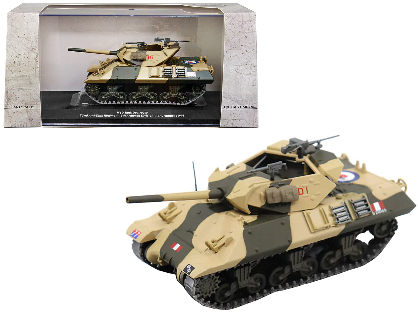 M10 Tank Destroyer D1 #77 "U.S.A. 72nd Anti-Tank Regiment 6th Armored Division Italy August 1944" 1/43 Diecast Model by AFVs of WWII-DiecastModeler.com