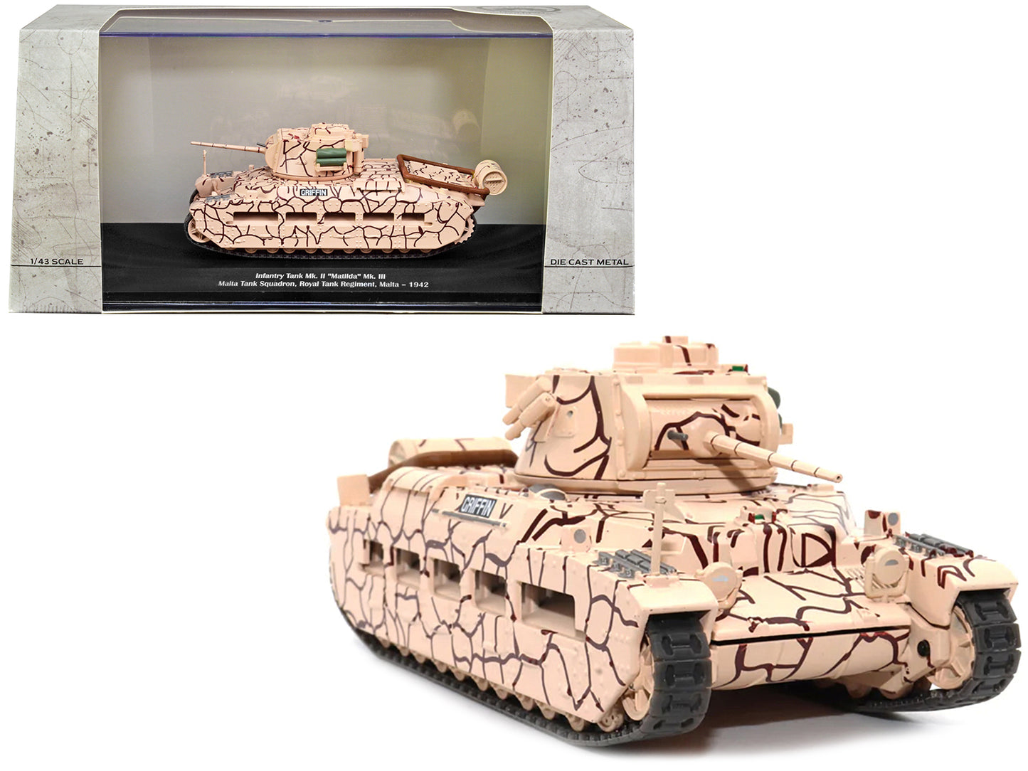 Infantry Tank Mk. II "Matilda" Mk. III "Griffin" "Malta Tank Squadron Royal Tank Regiment Malta 1942" 1/43 Diecast Model by AFVs of WWII-DiecastModeler.com