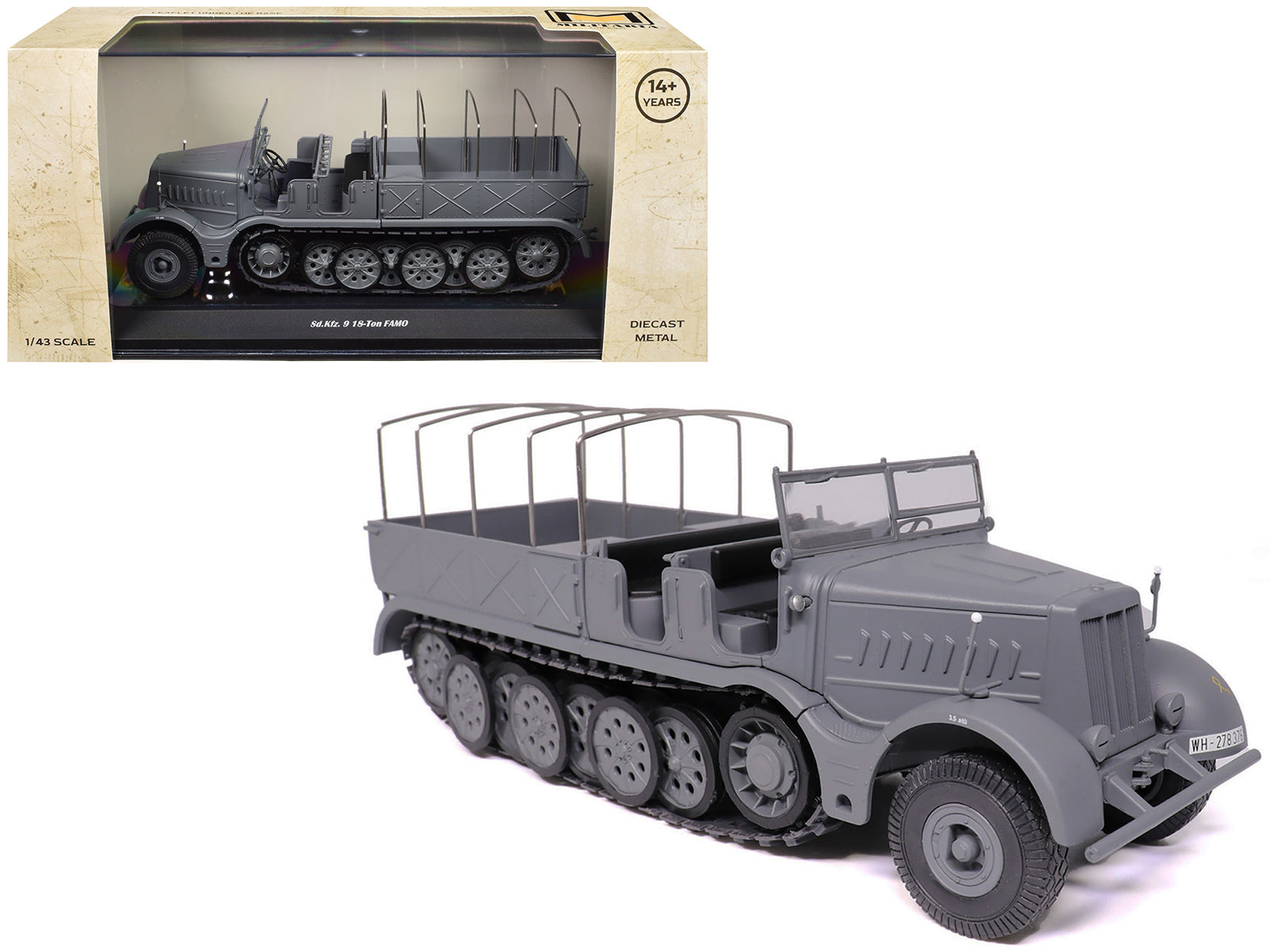 Sd.Kfz. 9 18-Ton FAMO AFV Gray "German Army" 1/43 Diecast Model by Militaria Die Cast-DiecastModeler.com