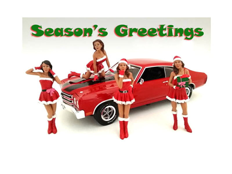 Christmas Girls 4 pieces Figure Set for 1:18 Scale Diecast Model Cars by American Diorama-DiecastModeler.com