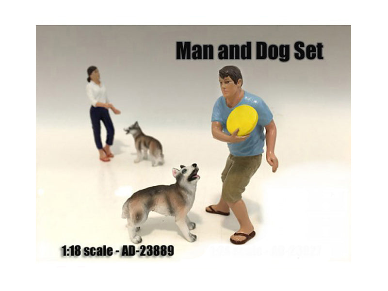 Man and Dog 2 Piece Figure Set For 1:18 Scale Models by American Diorama-DiecastModeler.com