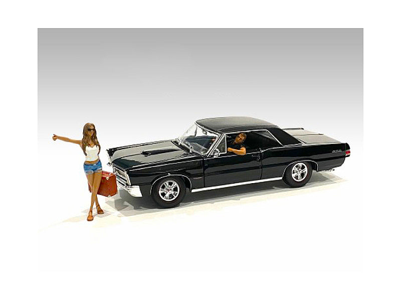 Hitchhiker 2 piece Figurine Set (White Shirt) for 1/24 Scale Models by American Diorama-DiecastModeler.com