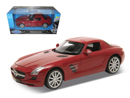 Mercedes SLS AMG Red 1/24 Diecast Model Car by Welly-DiecastModeler.com
