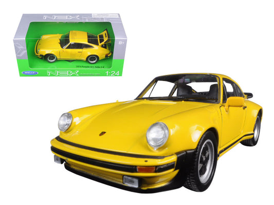 1974 Porsche 911 Turbo 3.0 Yellow 1/24 Diecast Model Car by Welly-DiecastModeler.com