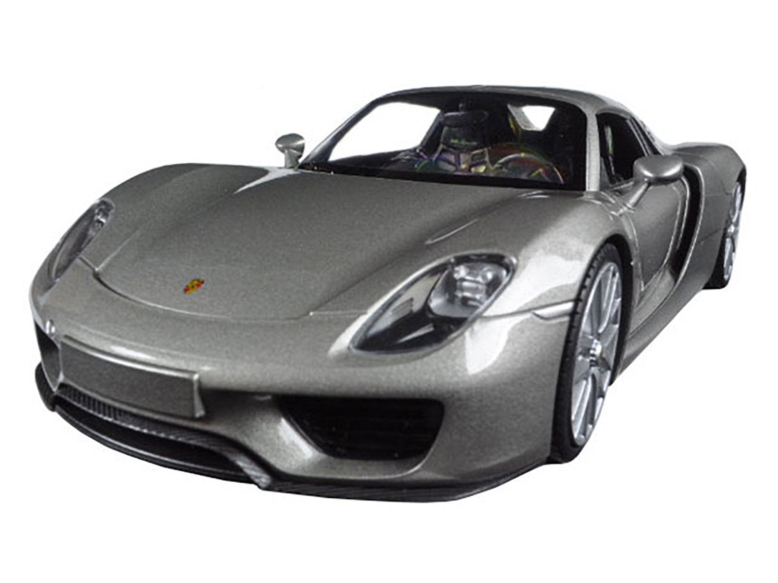 Porsche 918 Spyder Silver Closed Roof 1/24 Diecast Model Car by Welly-DiecastModeler.com
