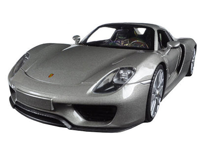 Porsche 918 Spyder Silver Closed Roof 1/24 Diecast Model Car by Welly-DiecastModeler.com