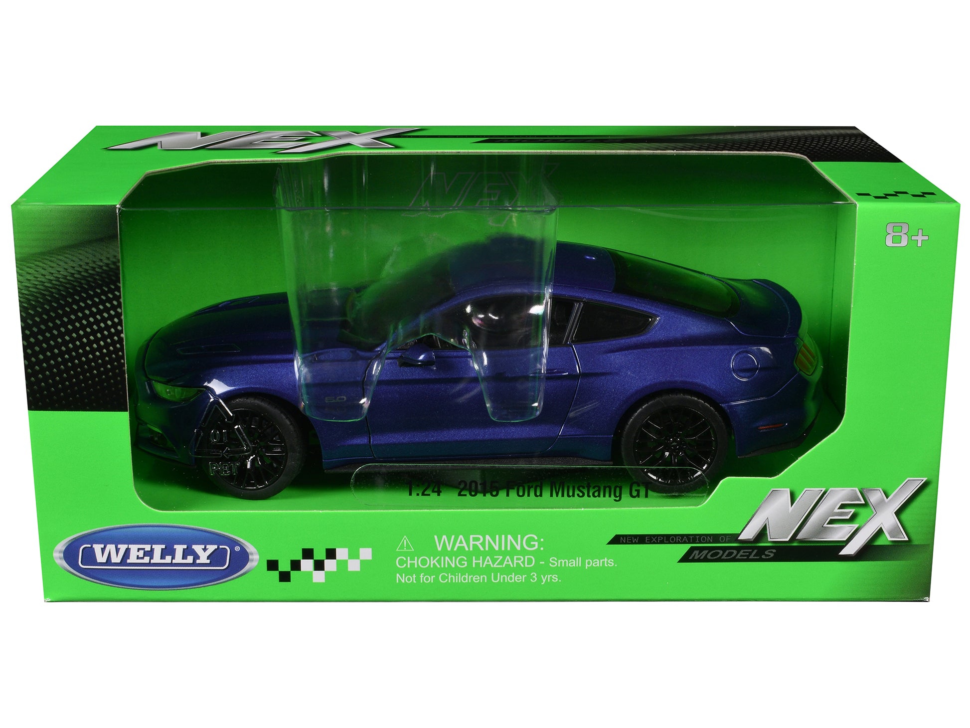 2015 Ford Mustang GT 5.0 Blue Metallic "NEX Models" Series 1/24 Diecast Model Car by Welly-DiecastModeler.com