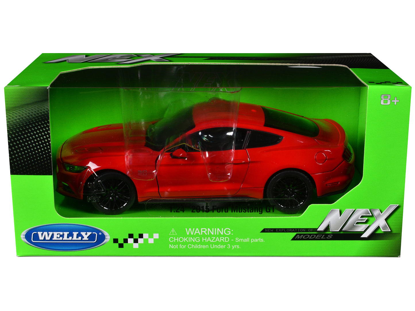 2015 Ford Mustang GT 5.0 Red "NEX Models" Series 1/24 Diecast Model Car by Welly-DiecastModeler.com