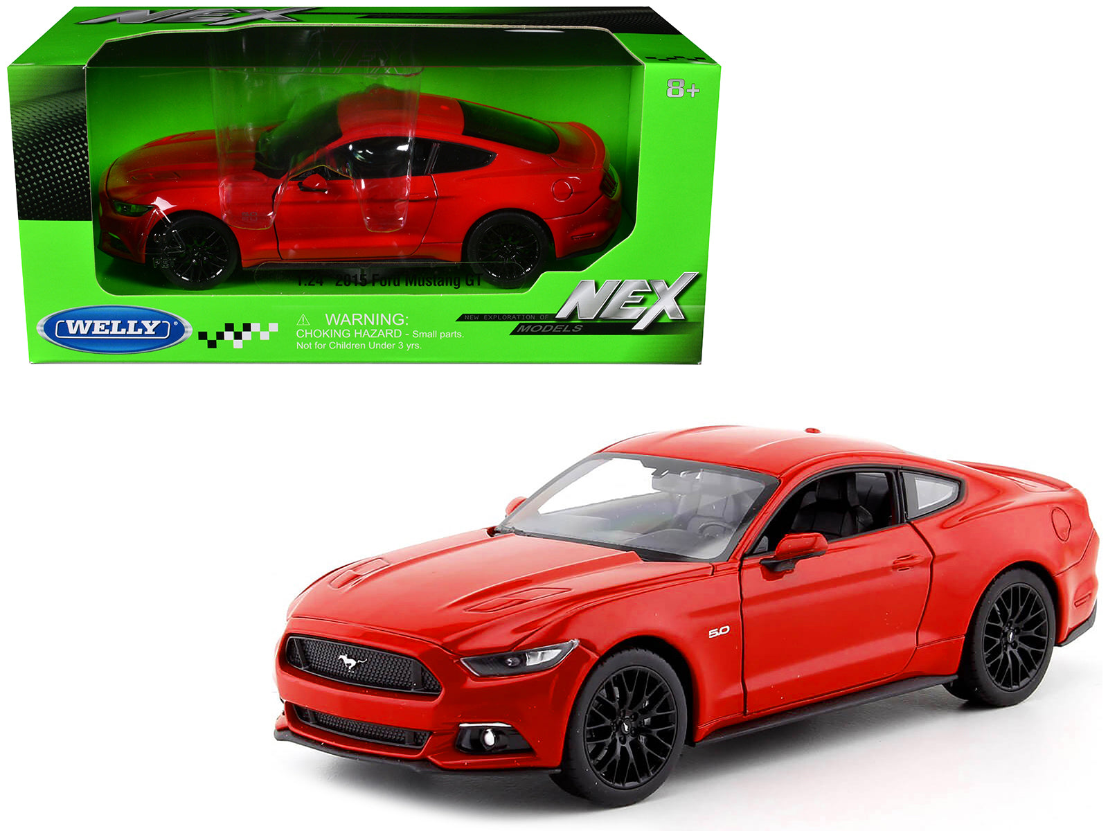 2015 Ford Mustang GT 5.0 Red "NEX Models" Series 1/24 Diecast Model Car by Welly-DiecastModeler.com