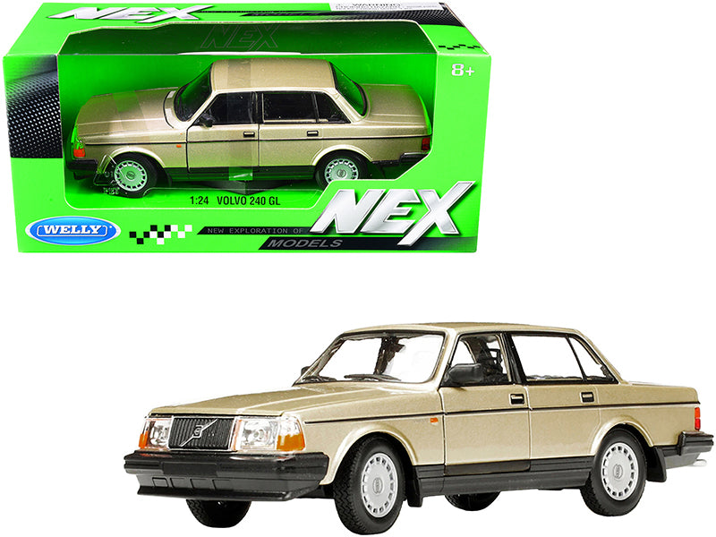 Volvo 240 GL Gold Metallic "NEX Models" 1/24 Diecast Model Car by Welly-DiecastModeler.com