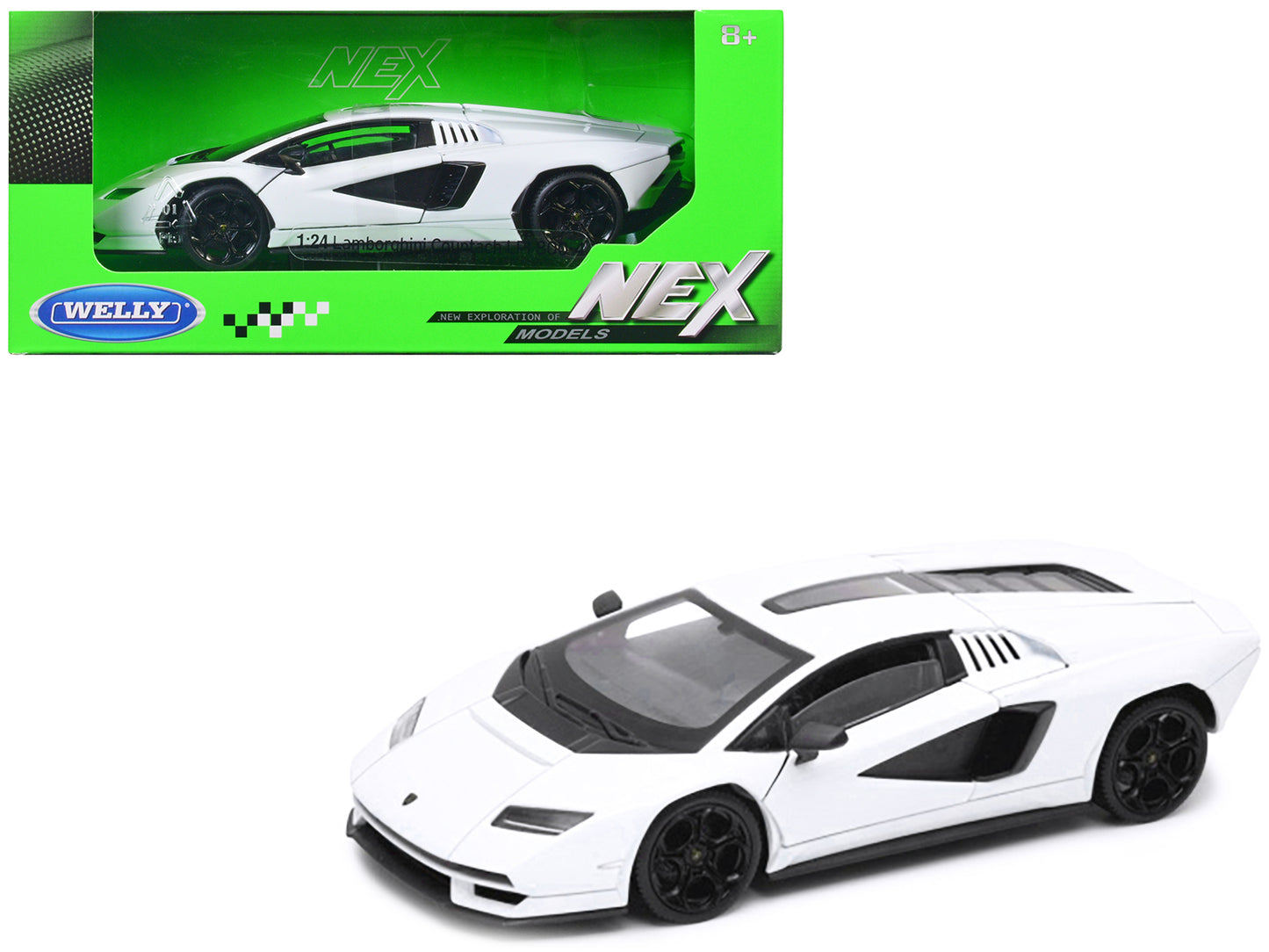 Lamborghini Countach LPI 800-4 White "NEX Models" Series 1/24 Diecast Model Car by Welly-DiecastModeler.com