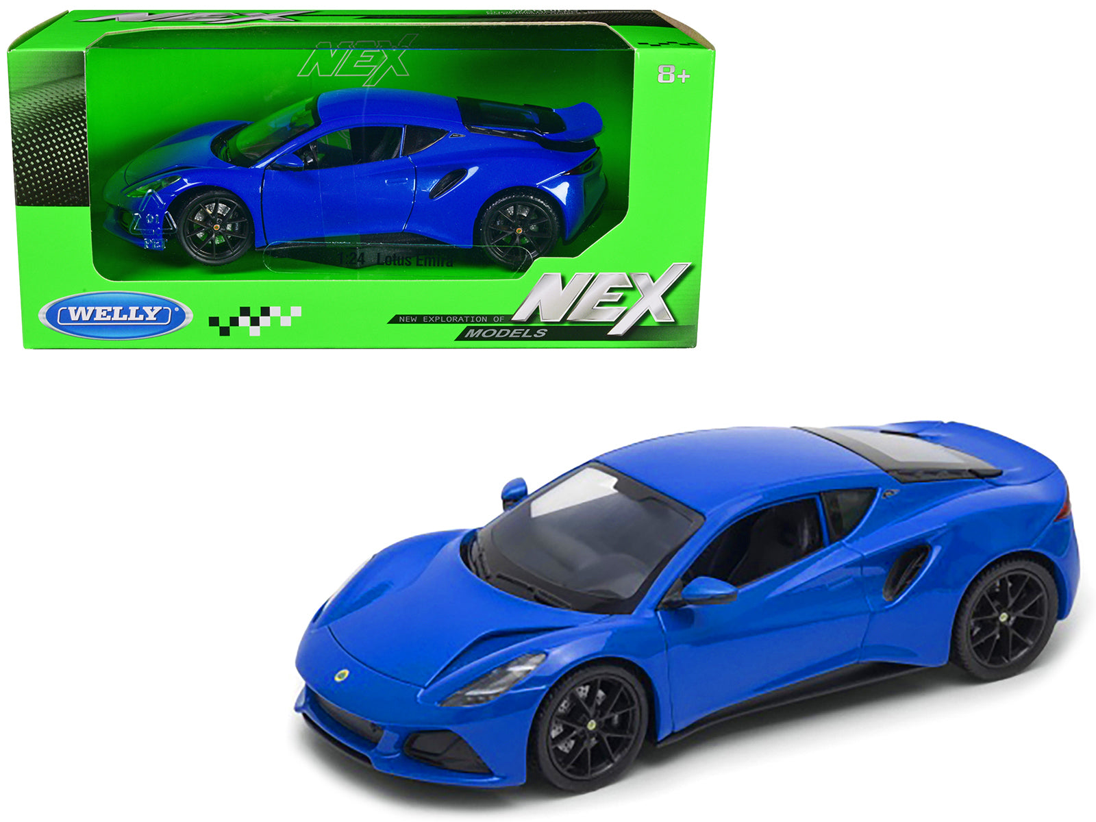 Lotus Emira Blue Metallic "NEX Models" Series 1/24 Diecast Model Car by Welly-DiecastModeler.com