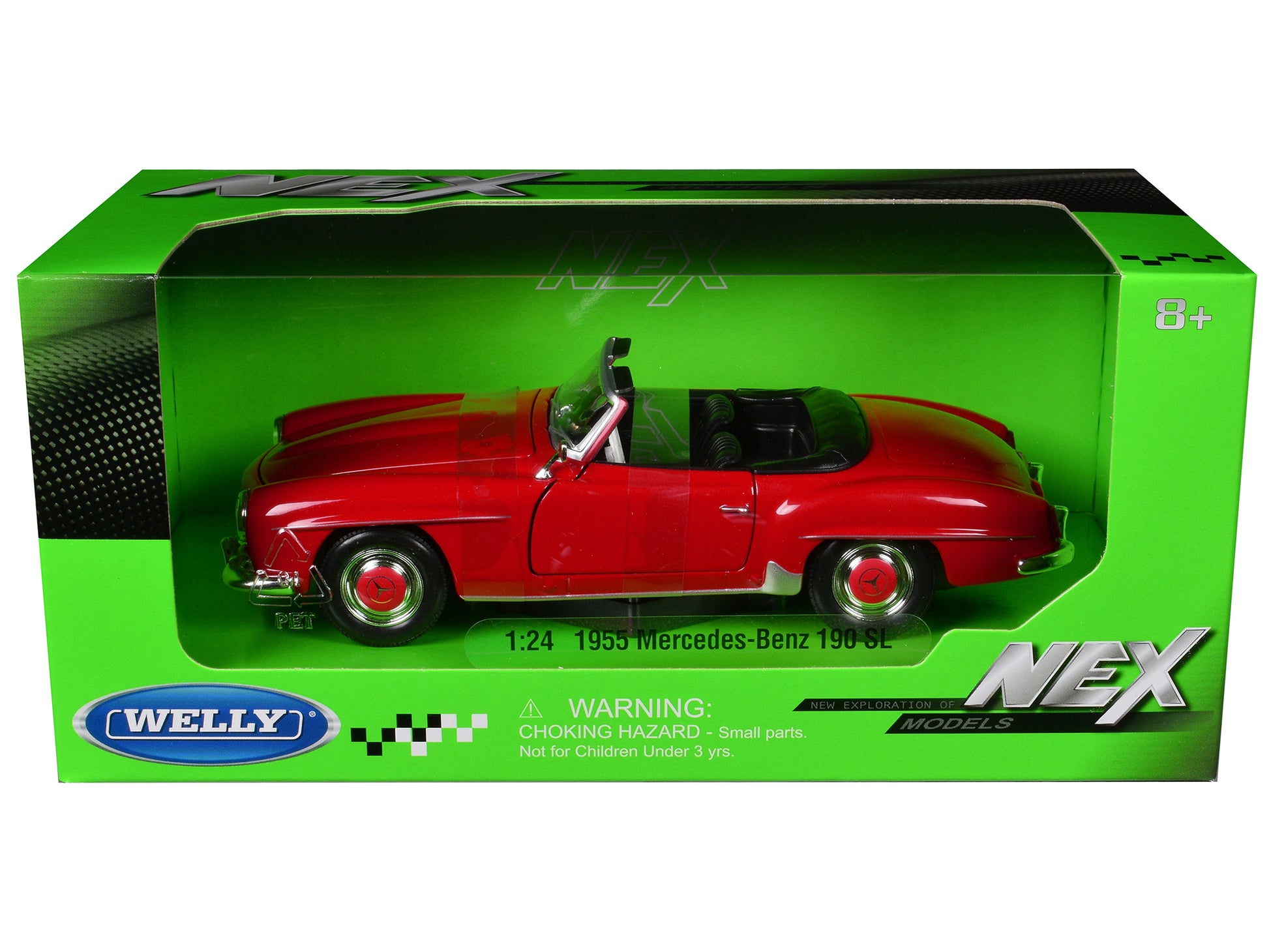 1955 Mercedes-Benz 190 SL Red "NEX Models" Series 1/24 Diecast Model Car by Welly-DiecastModeler.com