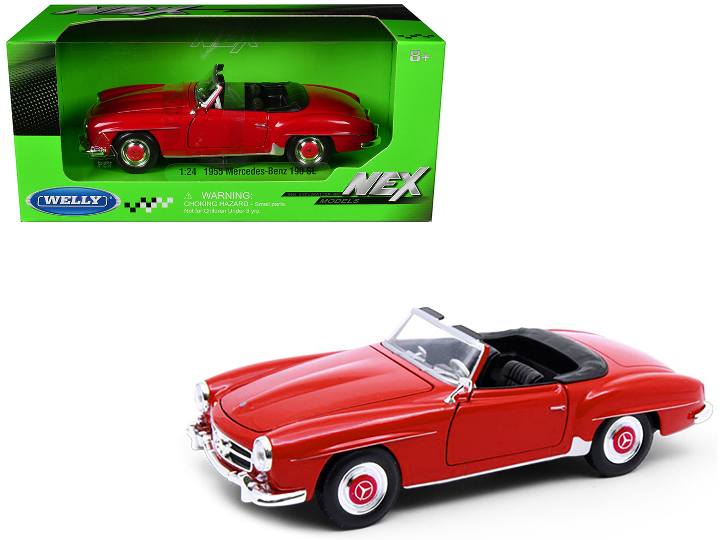 1955 Mercedes-Benz 190 SL Red "NEX Models" Series 1/24 Diecast Model Car by Welly-DiecastModeler.com