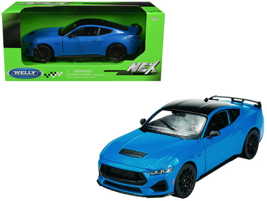 2024 Ford Mustang GT 5.0 Blue with Black Top "NEX Models" Series 1/25 Diecast Model Car by Welly-DiecastModeler.com