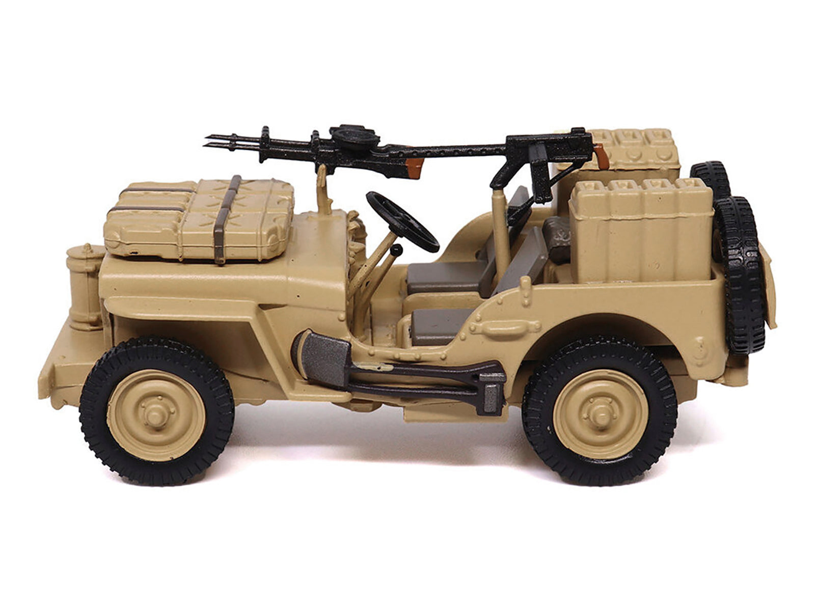 British SAS 1/4-Ton Willys Jeep with Vickers K Machine Gun Desert Sand "British Royal Army" 1/43 Diecast Model by Militaria Die Cast-DiecastModeler.com