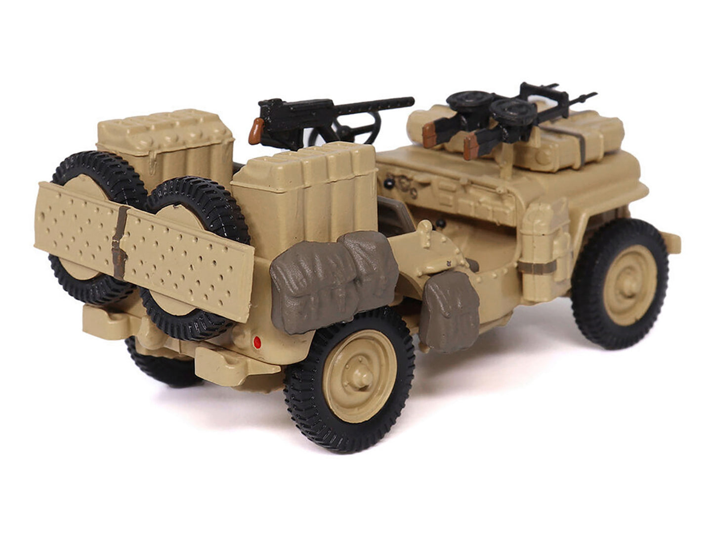 British SAS 1/4-Ton Willys Jeep with Vickers K Machine Gun Desert Sand "British Royal Army" 1/43 Diecast Model by Militaria Die Cast-DiecastModeler.com