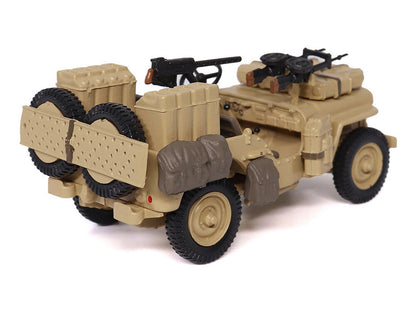 British SAS 1/4-Ton Willys Jeep with Vickers K Machine Gun Desert Sand "British Royal Army" 1/43 Diecast Model by Militaria Die Cast-DiecastModeler.com