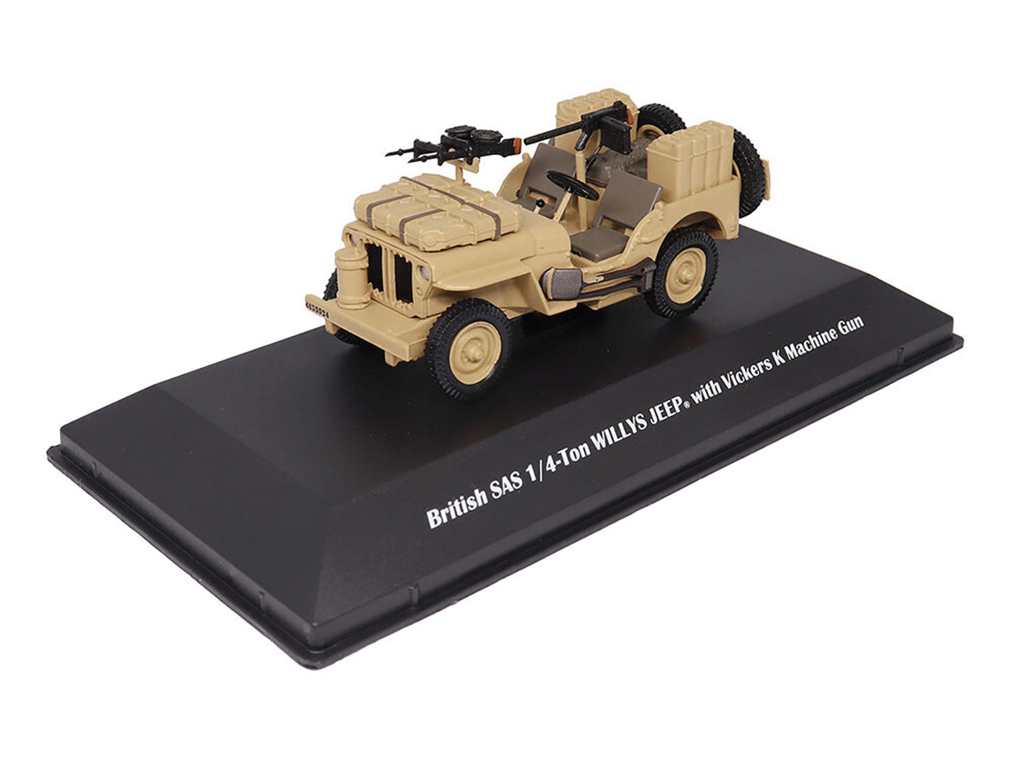British SAS 1/4-Ton Willys Jeep with Vickers K Machine Gun Desert Sand "British Royal Army" 1/43 Diecast Model by Militaria Die Cast-DiecastModeler.com