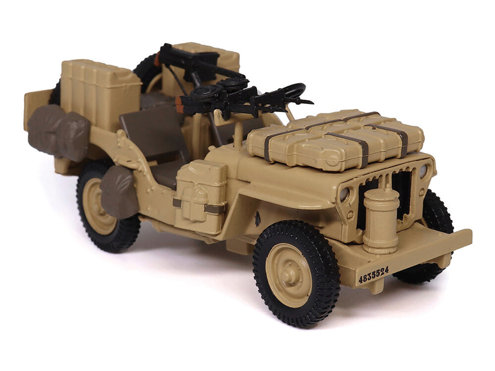 British SAS 1/4-Ton Willys Jeep with Vickers K Machine Gun Desert Sand "British Royal Army" 1/43 Diecast Model by Militaria Die Cast-DiecastModeler.com