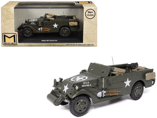 White M3 Scout Car Olive Drab "United States Army" 1/43 Diecast Model by Militaria Die Cast-DiecastModeler.com