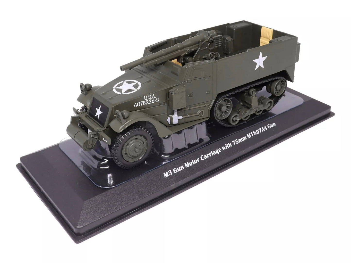 M3 Gun Motor Carriage with 75mm M1897A4 Gun Olive Drab "United States Army" 1/43 Diecast Model by Militaria Die Cast