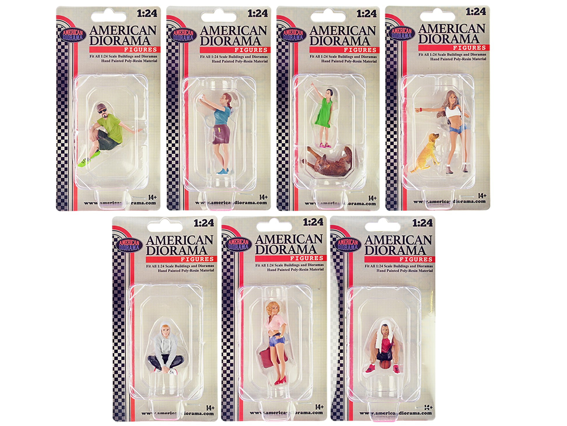 "Figure24 Series 1" 9 piece Figure Set for 1/24 Scale Models by American Diorama-DiecastModeler.com