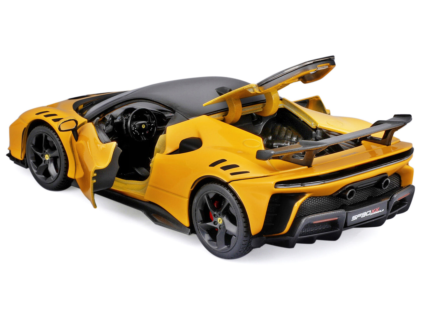 Ferrari SF90 XX Stradale Yellow with Black Top "Race and Play" Series 1/24 Diecast Model Car by Bburago
