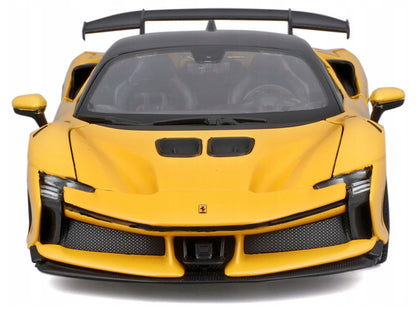 Ferrari SF90 XX Stradale Yellow with Black Top "Race and Play" Series 1/24 Diecast Model Car by Bburago