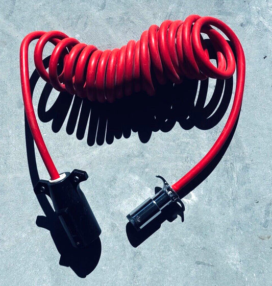 7 to 6 Wire Coiled Cable for RV use flat-tow - Red - Used for Jeep Wrangler