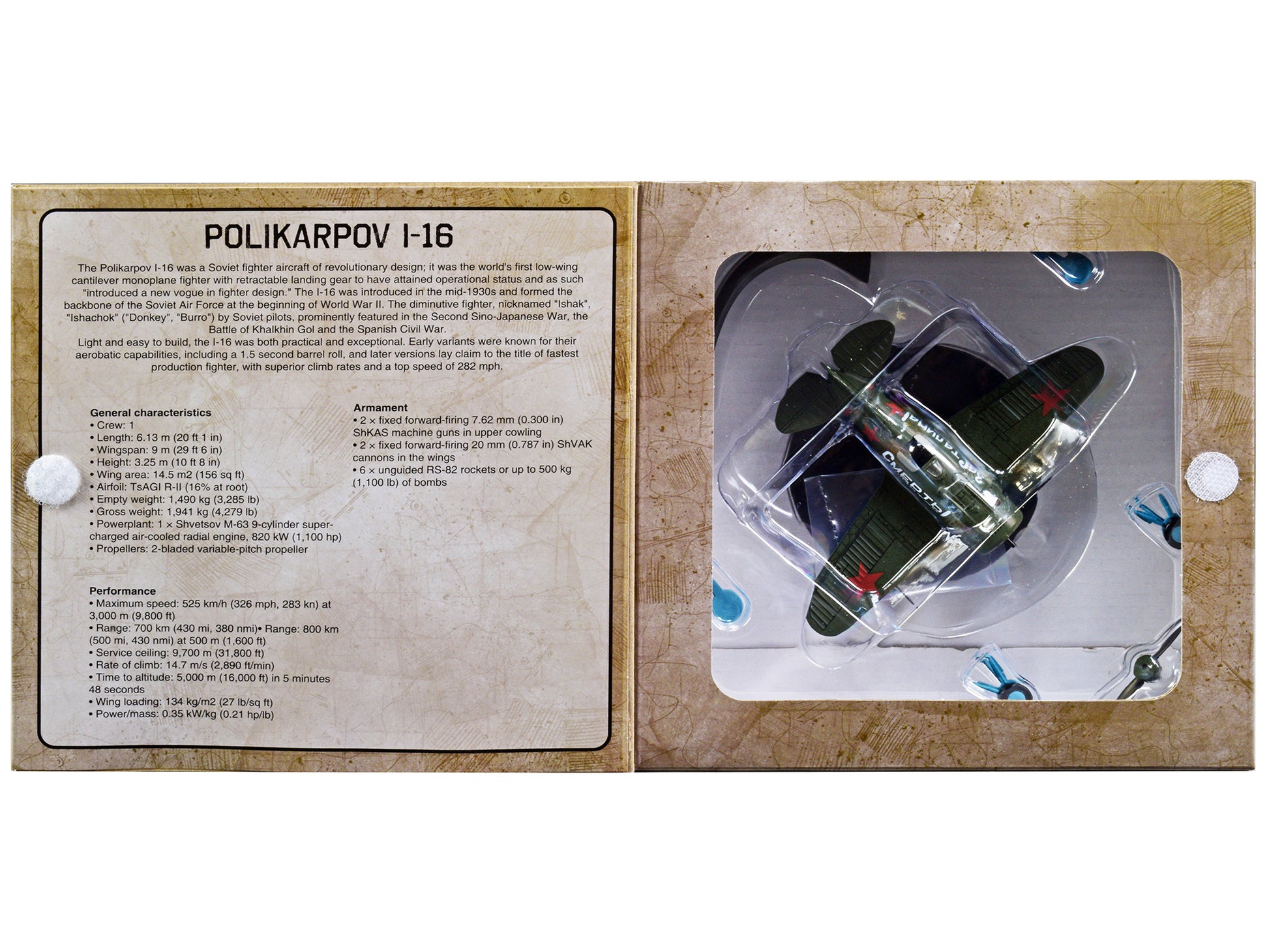 Polikarpov I-16 Fighter Plane (USSR 1933) 1/72 Diecast Model by Warbirds of WWII-DiecastModeler.com