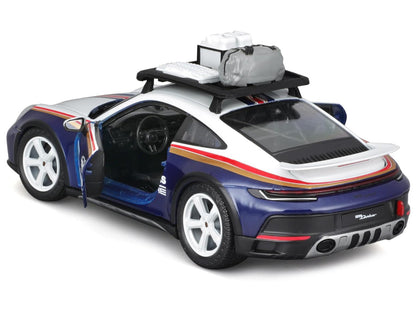 Porsche 911 Dakar #953 "Roughroads Porsche" Blue and White with Stripes and Roof Rack "Race" Series 1/24 Diecast Model Car by Bburago