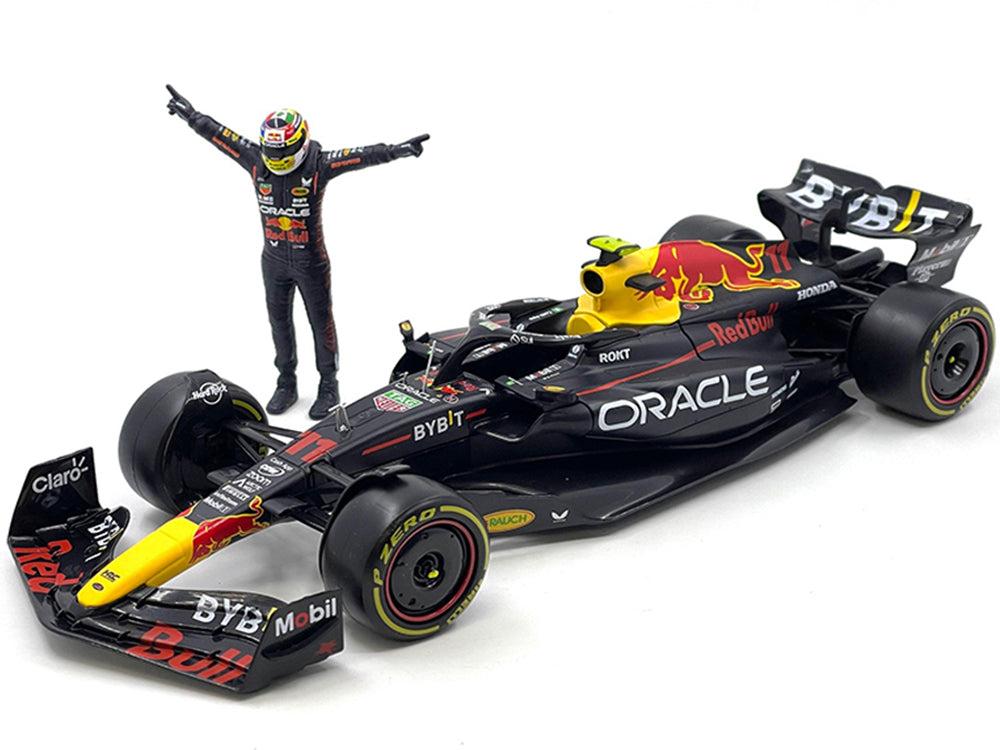 Red Bull Racing RB19 #11 Sergio Perez "Oracle" Formula One F1 Championship "Constructor Champions" (2023) with Driver Figure 1/24 Diecast Model Car by Bburago-DiecastModeler.com