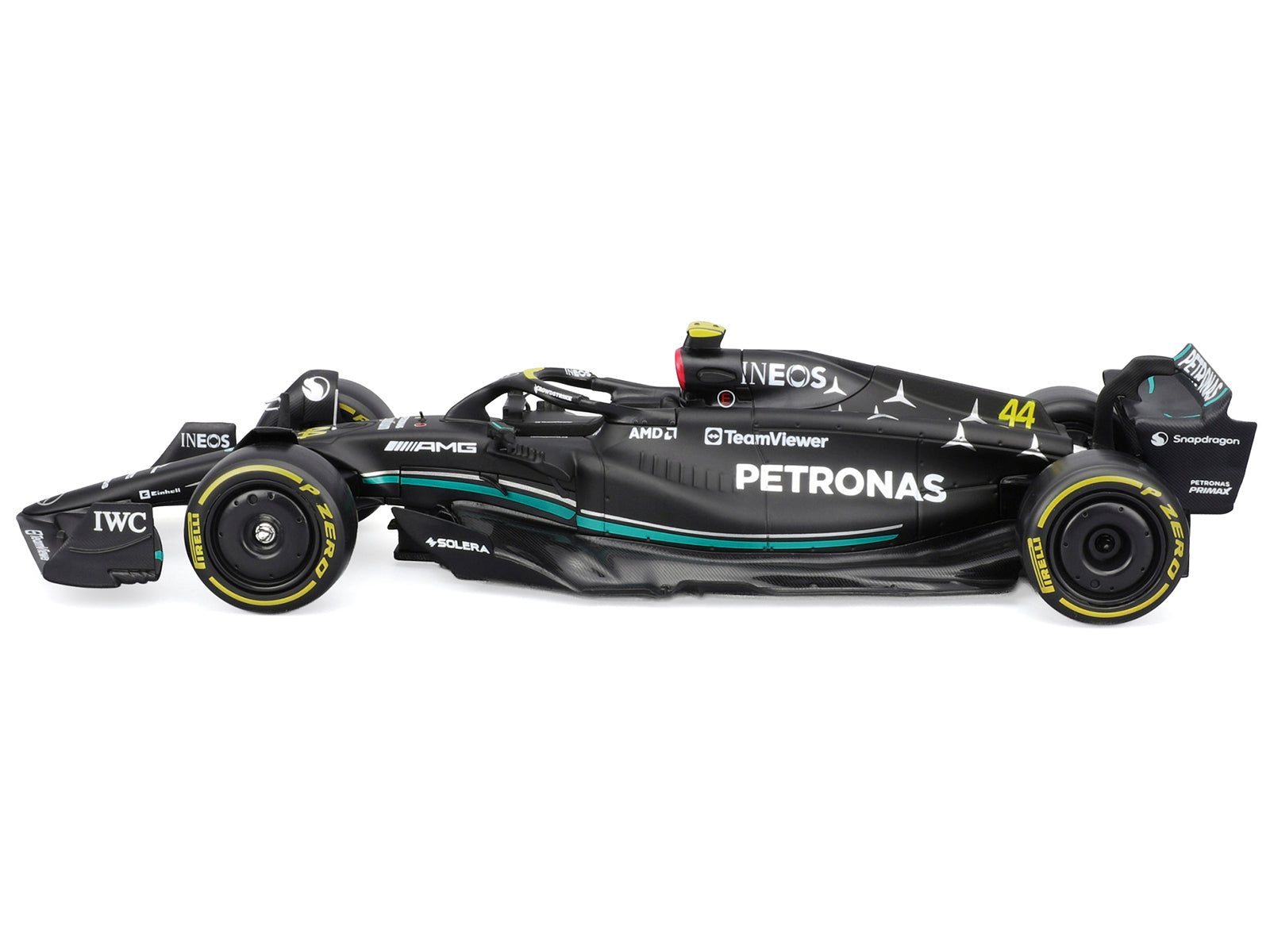 Mercedes-AMG F1 W14 E Performance #44 Lewis Hamilton "Petronas" Formula One F1 "World Championship" (2023) with Driver Figure "Race" Series 1/24 Diecast Model Car by Bburago-DiecastModeler.com