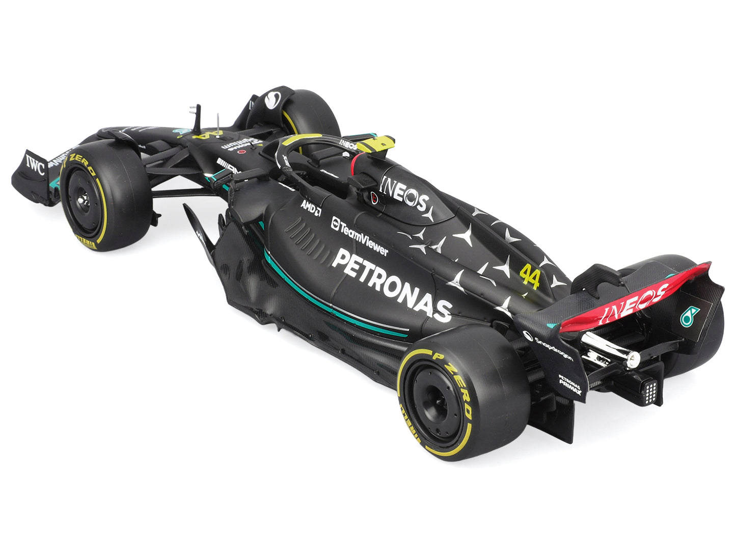 Mercedes-AMG F1 W14 E Performance #44 Lewis Hamilton "Petronas" Formula One F1 "World Championship" (2023) with Driver Figure "Race" Series 1/24 Diecast Model Car by Bburago-DiecastModeler.com